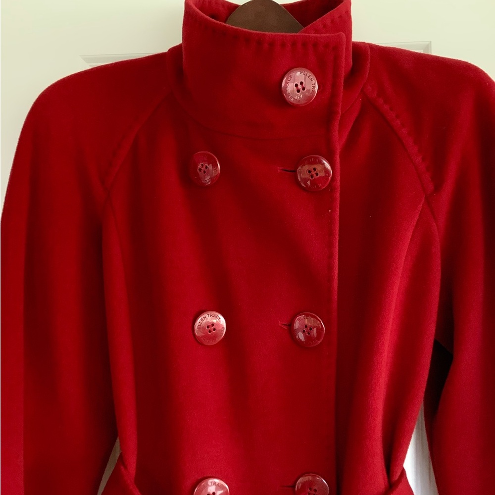 Ellen Tracy Vibrant Red Pea Coat